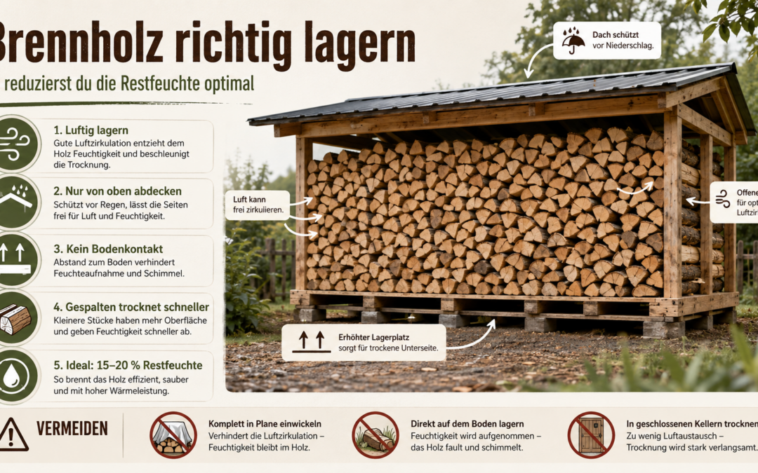 Brennholz richtig lagern: So reduzieren Sie die Restfeuchte optimal
